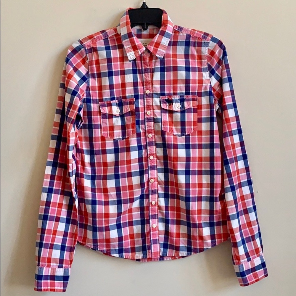 Abercrombie Kids Blue Pink Checkered Shirt